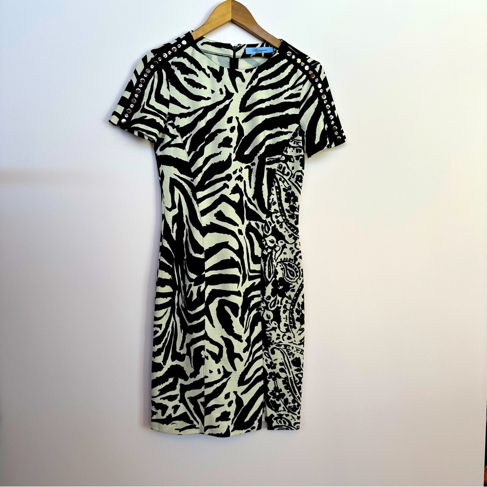 Blumarine Zebra Print Dress w/Rhinestone Details